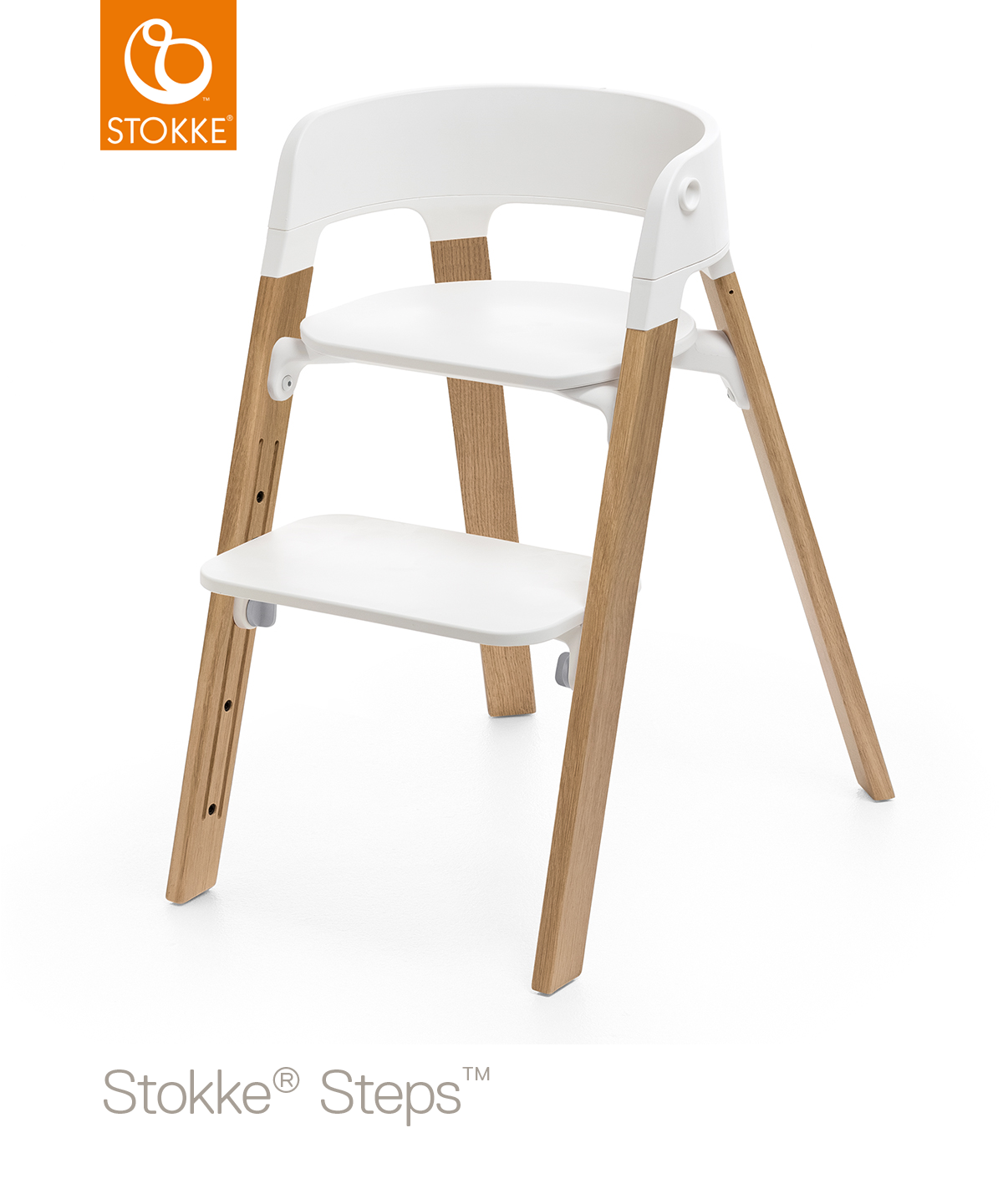 Stokke Steps Chair Oak Wood White Baby Plus