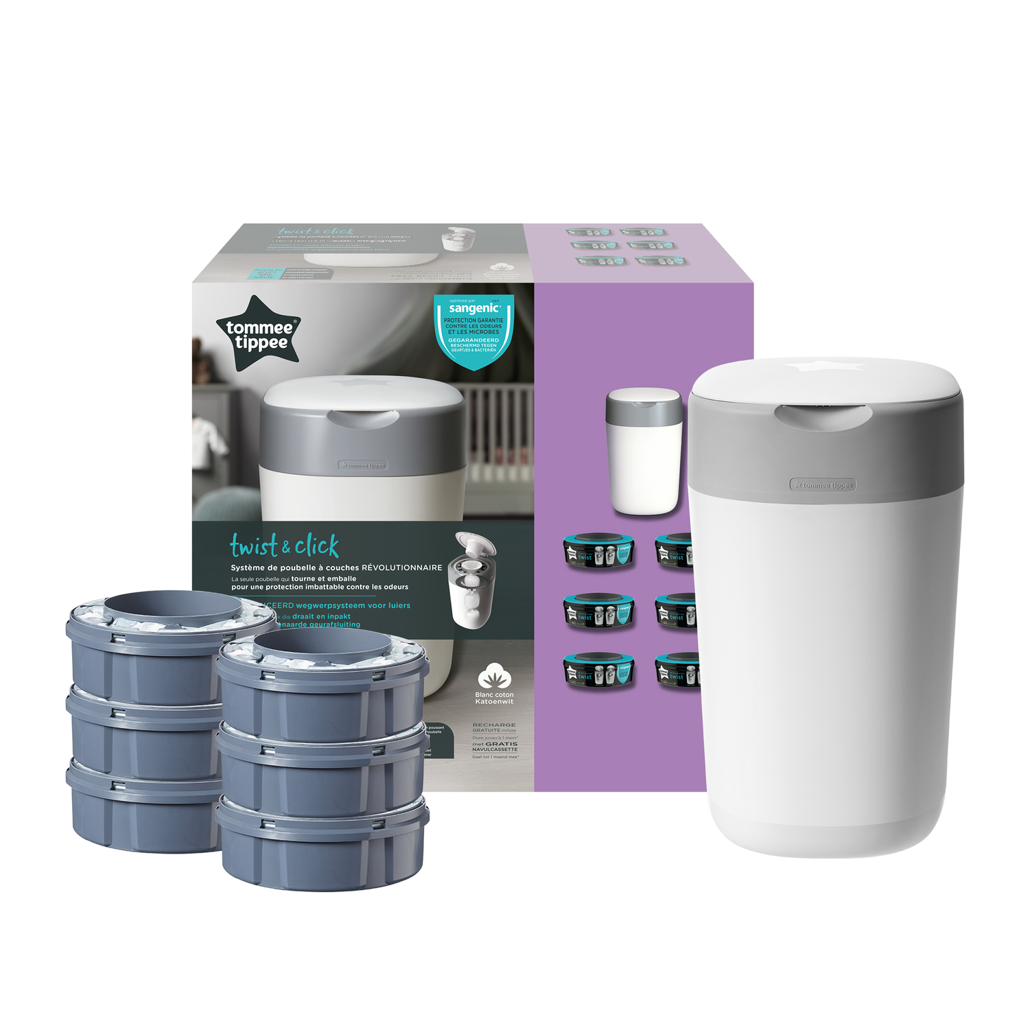 Pack Poubelle Twist & Click TOMMEE TIPPEE avec 18 recharges