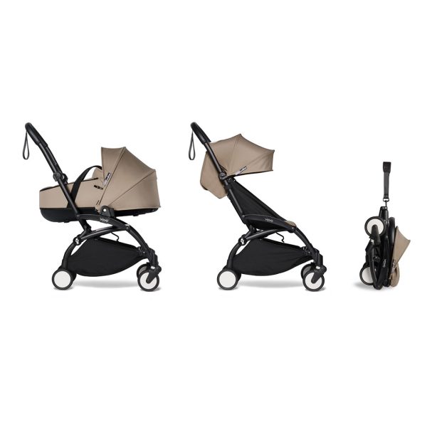 Babyzen YOYO2 Complete with Bassinet - Black Frame - Taupe