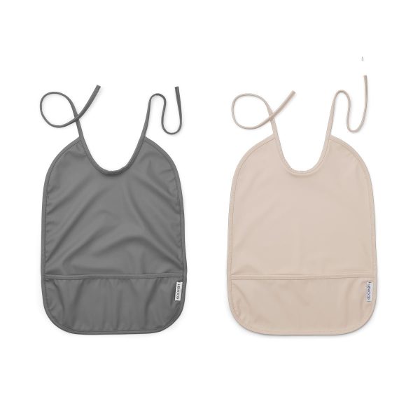 Liewood Lai Bib - 2 Pack Sandy Stone Grey