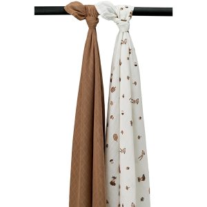 Meyco Hydrophilic Swaddle 2-Pack Forest Animal Toffee