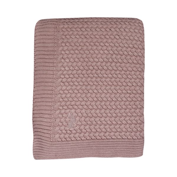 Mies & Co Soft Knitted Cot Blanket 110 x 140 Pale Pink