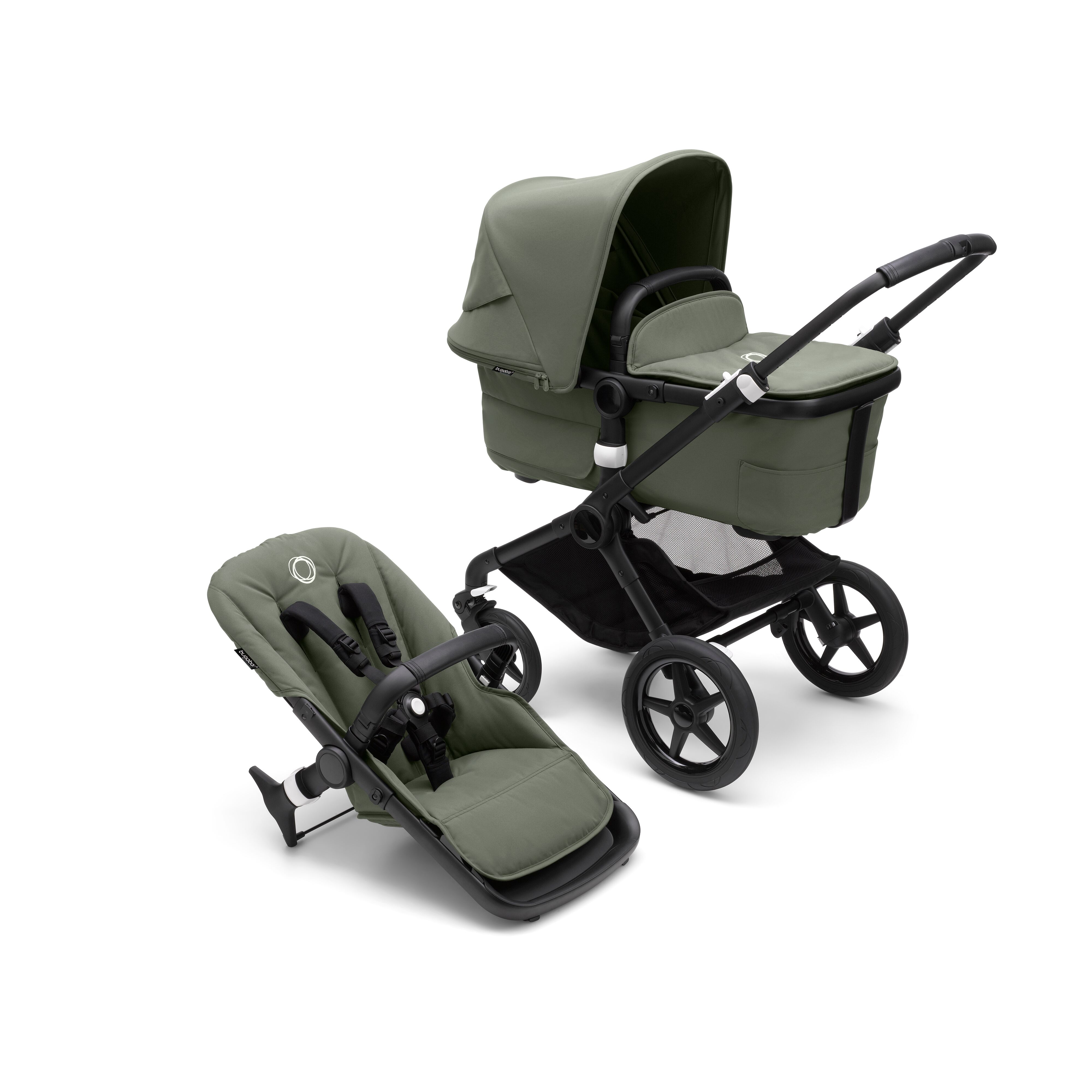 black and green stroller