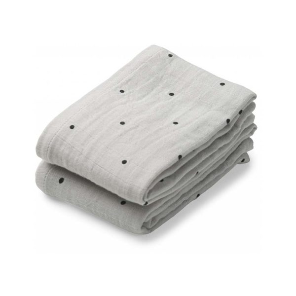 Liewood Muslin Cloth 2-pack Classic Dot Dumbo Grey