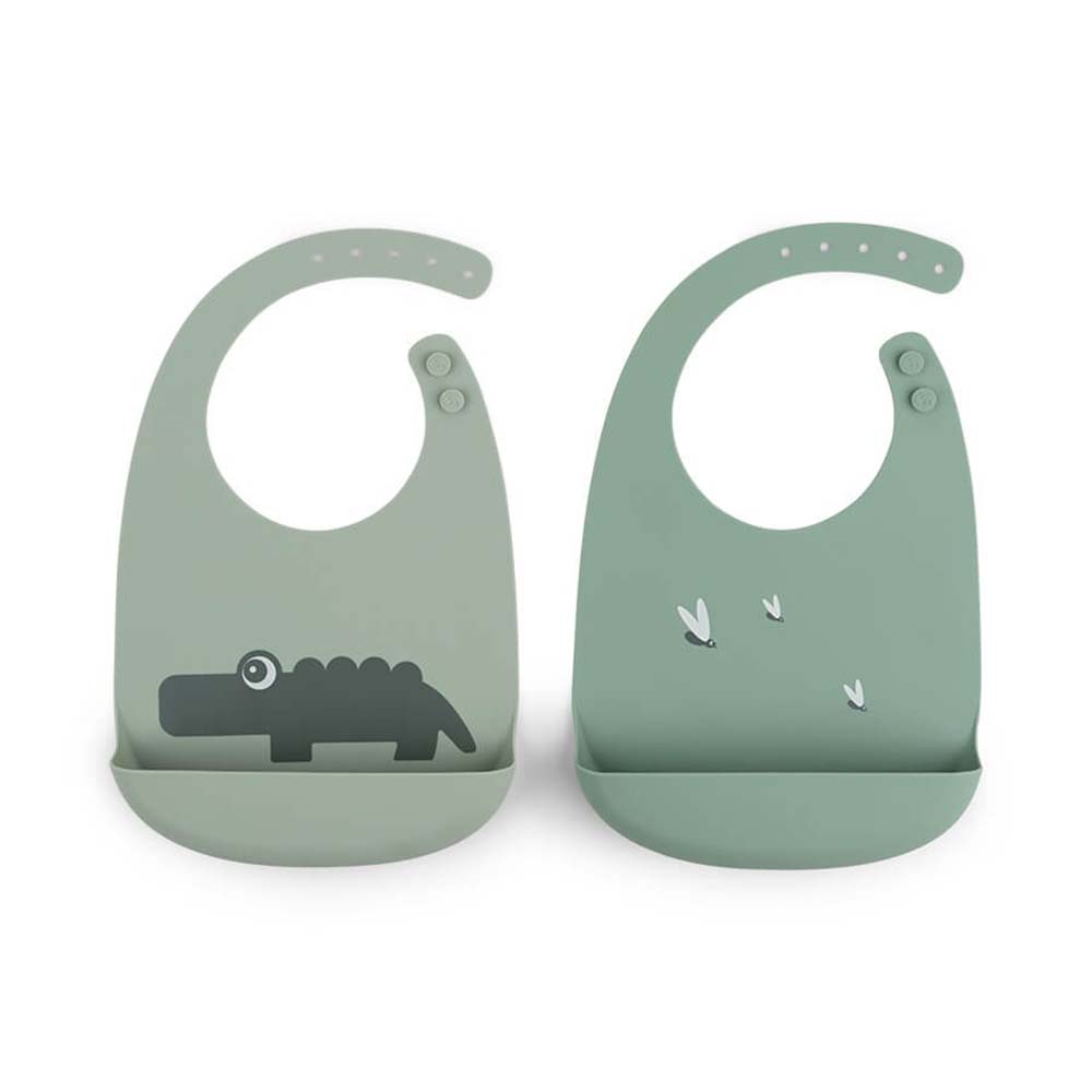 Done by Deer Silicone Bib 2-Pack - Croco Green