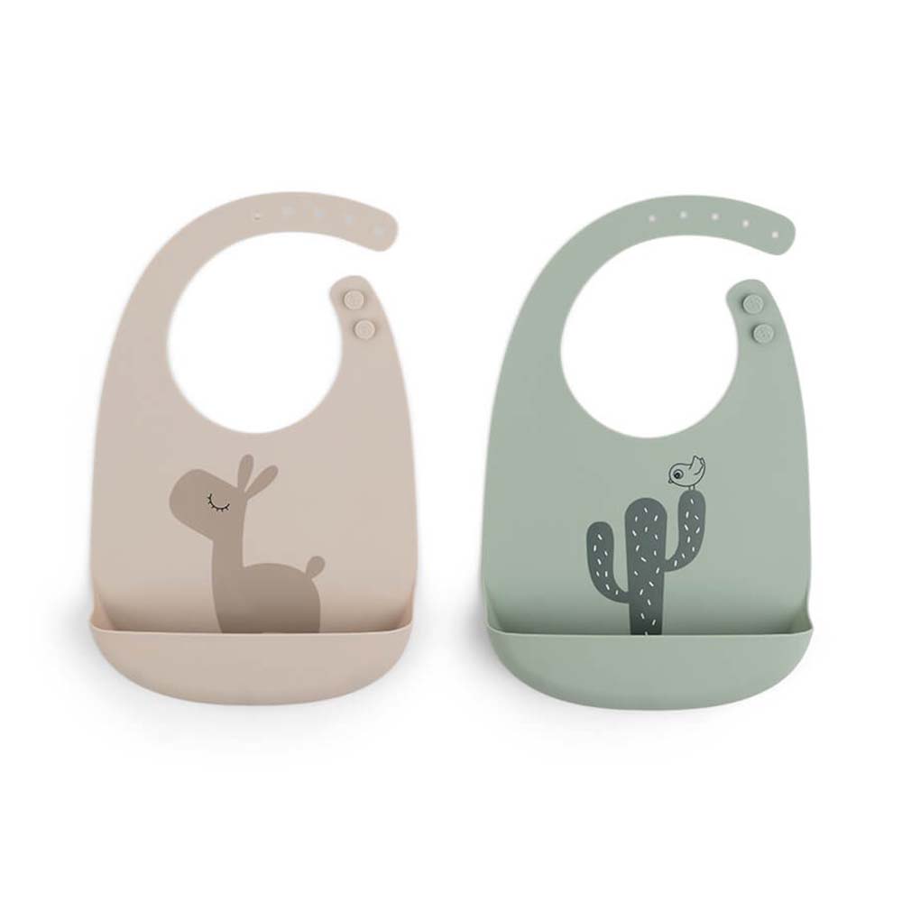 Done by Deer Silicone Bib 2-Pack - Lalee Sand/Green